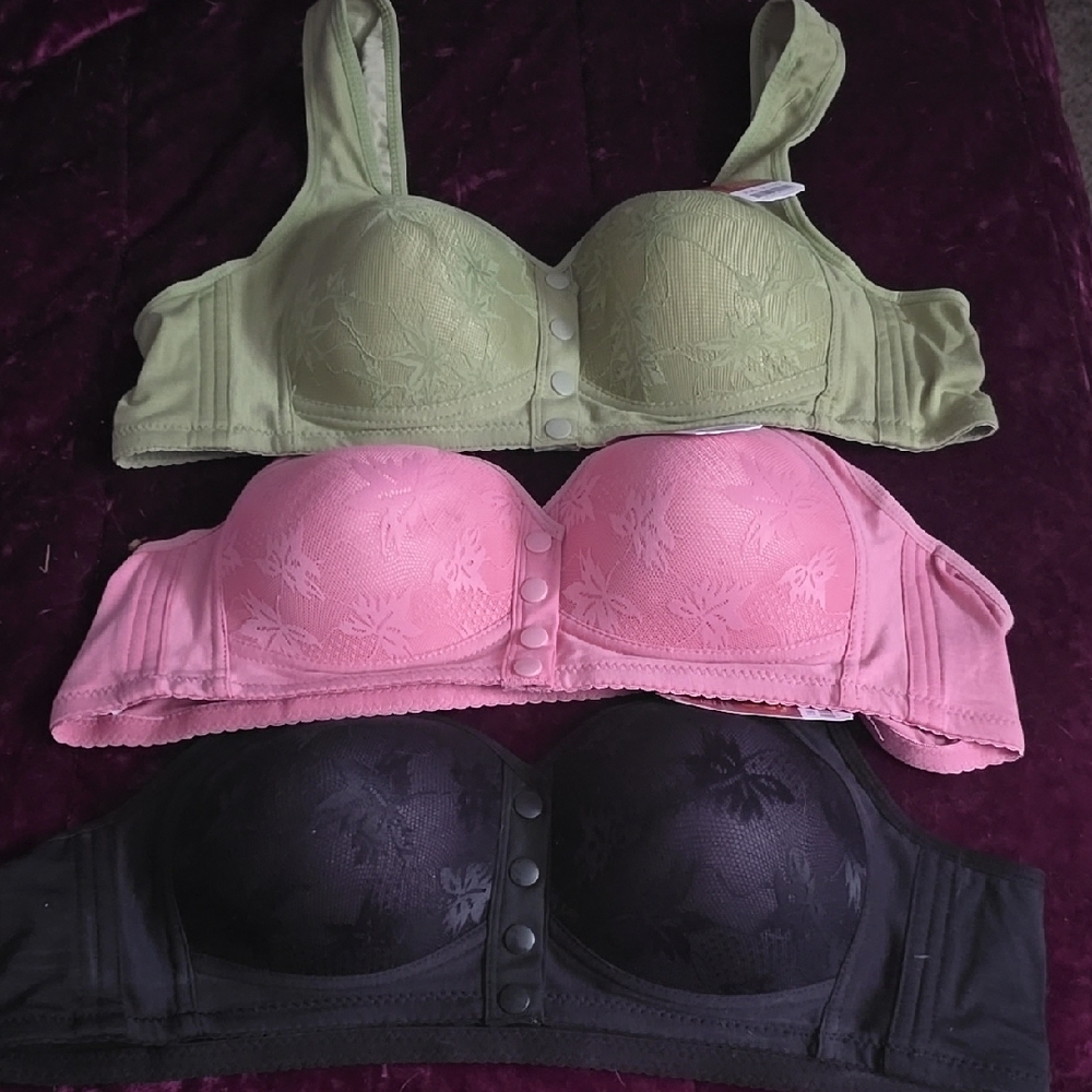 Women's Lace Bra Set - Green, Pink, Black